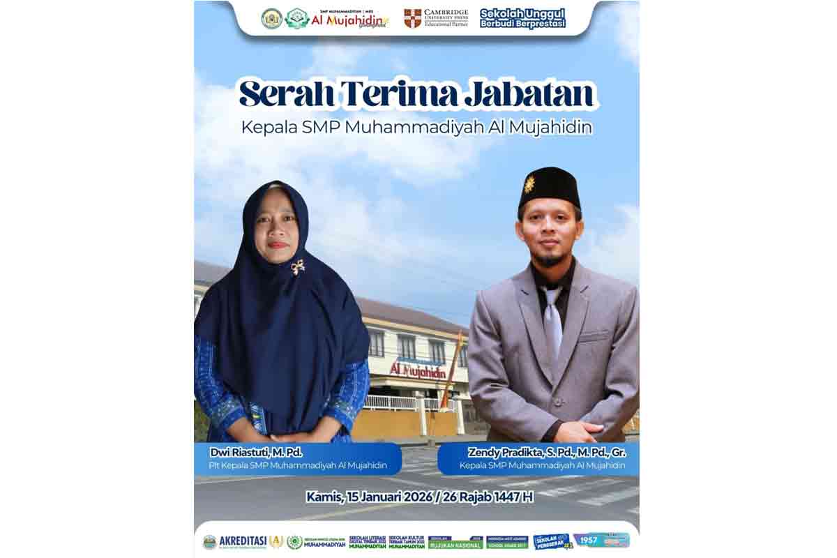 Resmi! SMP Muhammadiyah Al Mujahidin Laksanakan Serah Terima Jabatan Kepala Sekolah. (Ist)